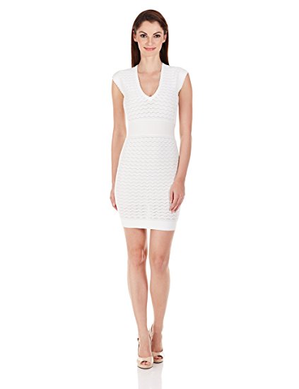 French Connection Women's Miami Dani Cap Sleeve V-Neck Dress, Summer White, 6