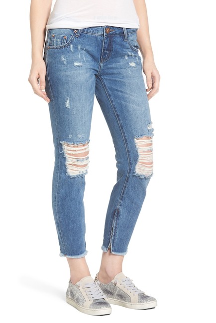 Image of One Teaspoon Freebirds Ripped Crop Skinny Jeans (Pacifica)