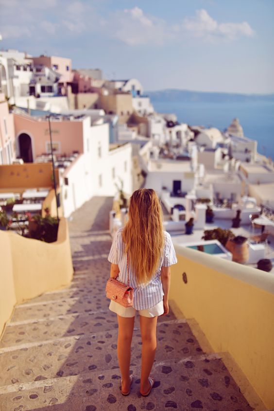 Young woman traveling in Greece