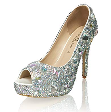 Marc Defang New York Women's Handmade AB Crystal Diamond Frost Bridal Heels (5M US)