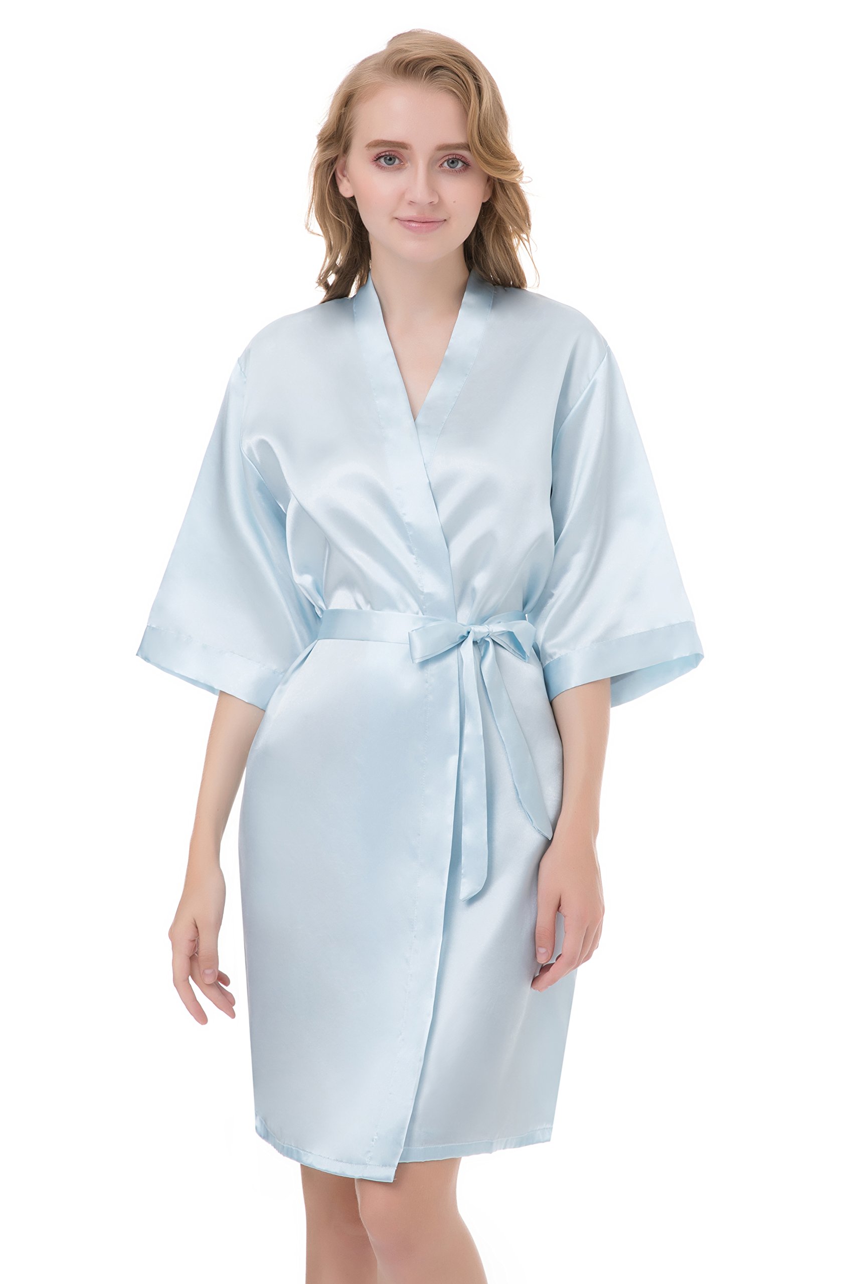 the54c1 sioro womens satin robe silky kimono bathrobe for bride ...