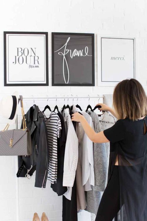 dressing area that looks minimal and classy - frame bags from your favourite stores or print out your favourite company logos.