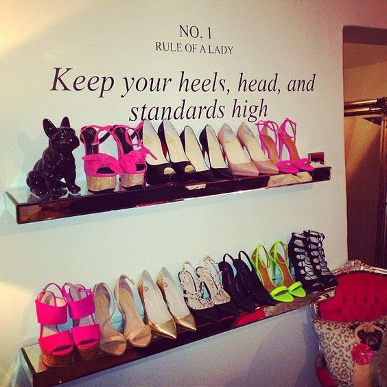floating shelves to store shoes