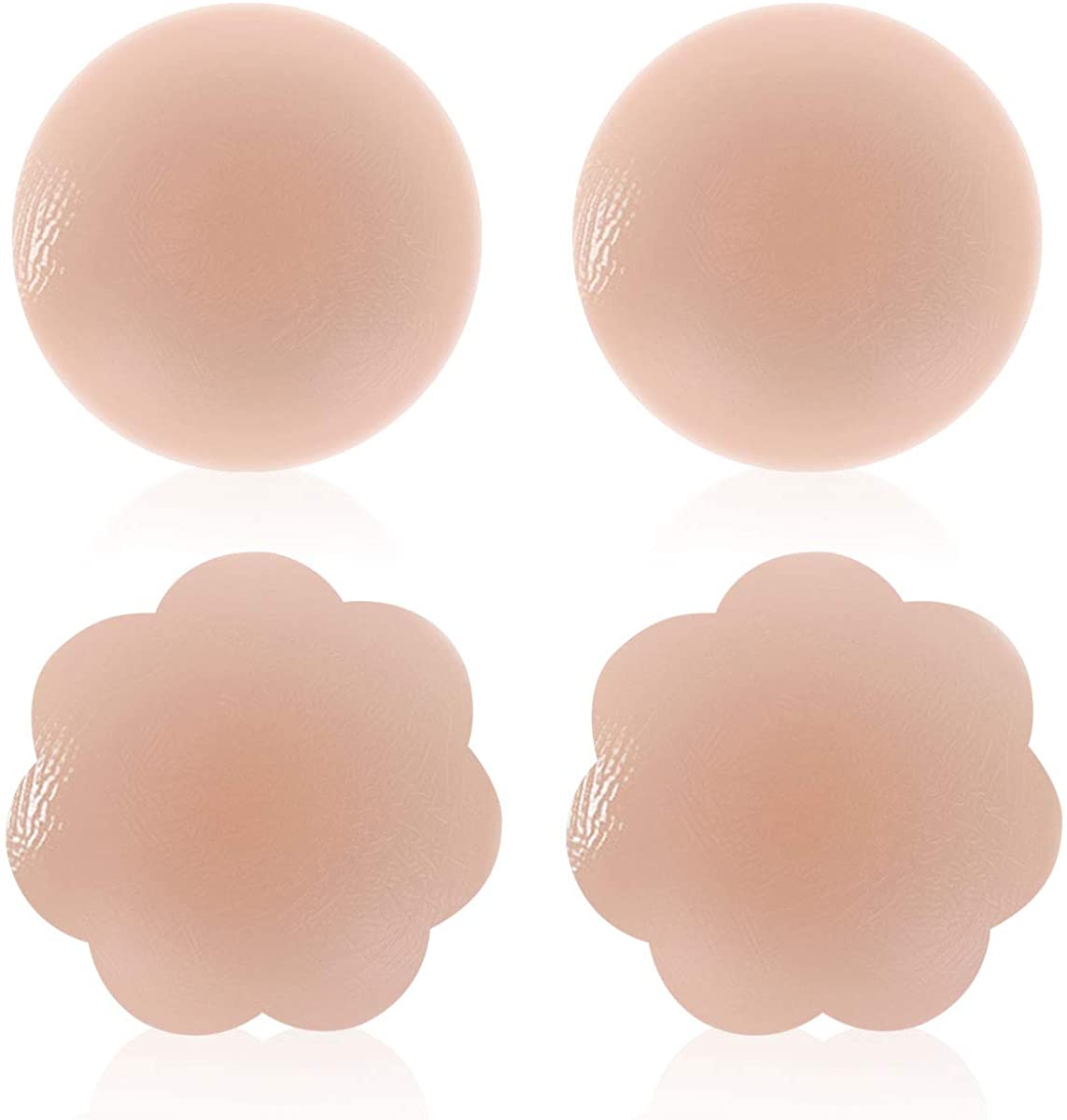 MUQU Womens Silicone Pasties, Breast Bra Reusable 2 Pairs Invisible Silicone Nipple Cover for Dress Pink at Amazon Women's Clothing store