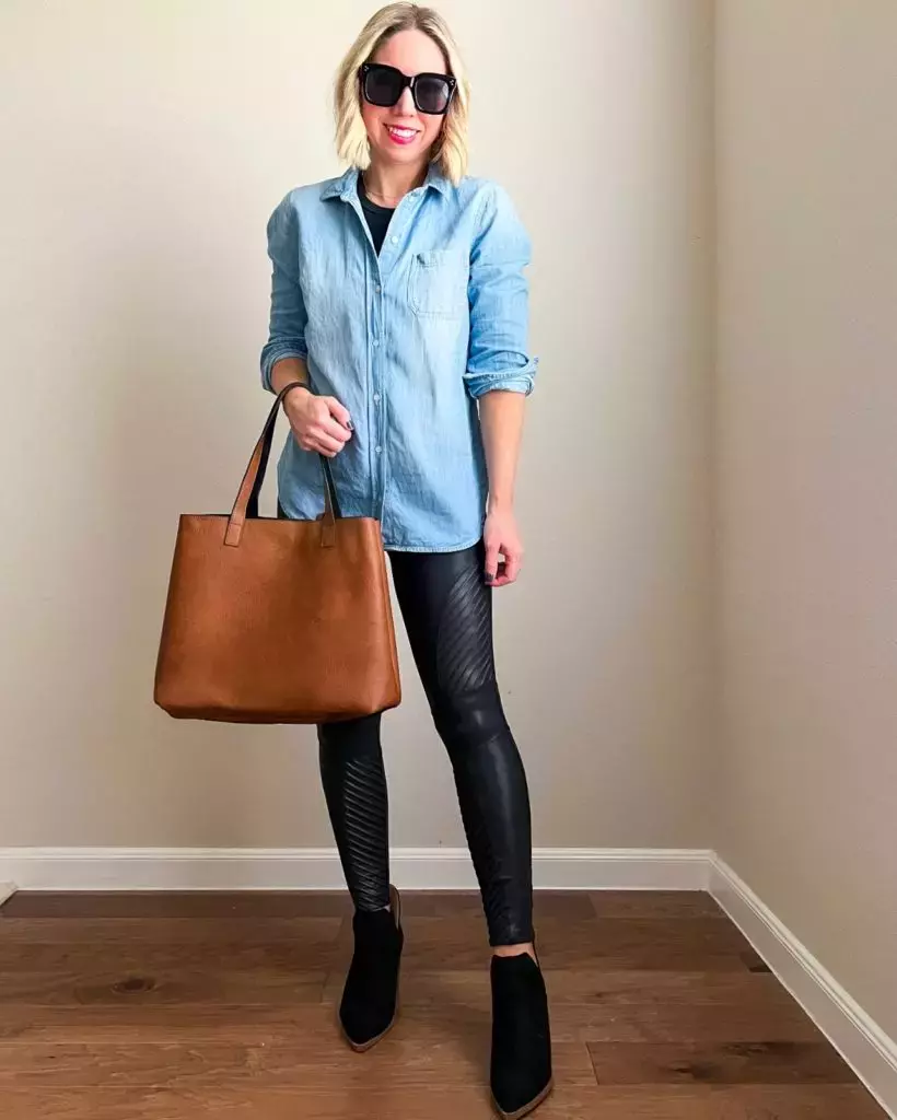 Long Shirts With Faux Leather Leggings