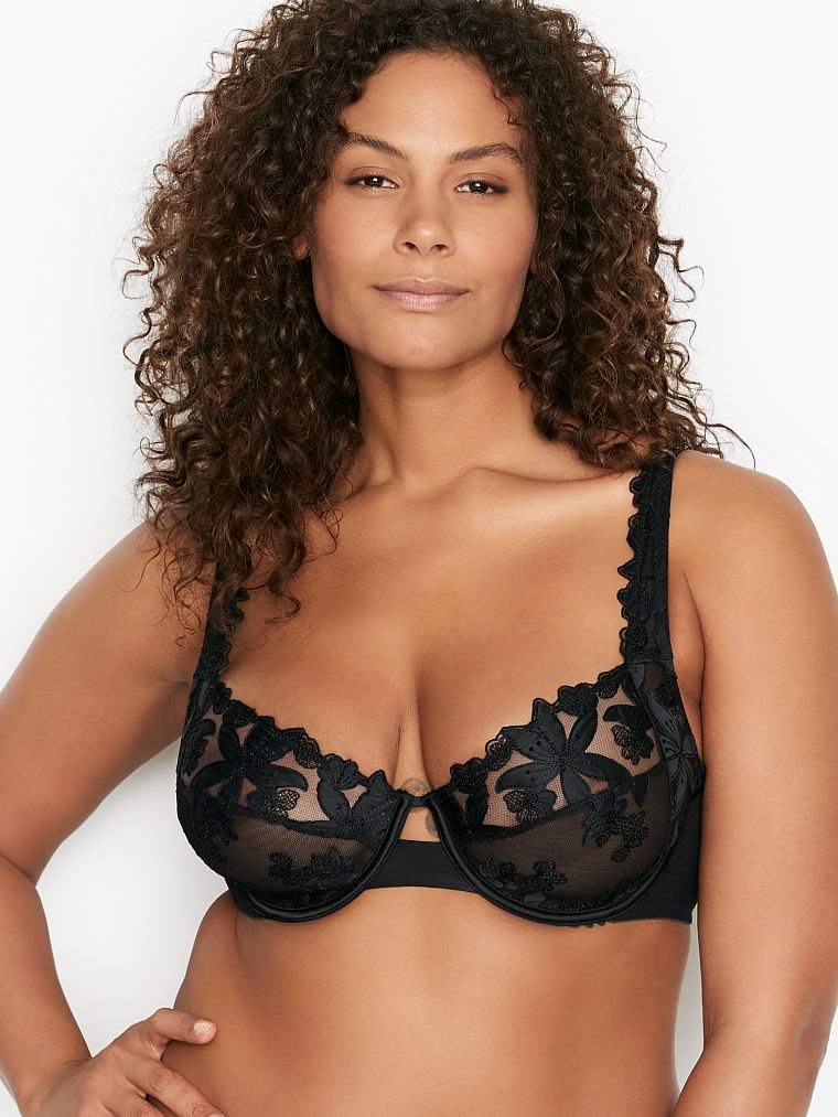 Best Demi Bra for Plus-sizes & Larger Busts Victoria’s Secret - Unlined Embroidered 3-Piece Full Cup Demi Bra