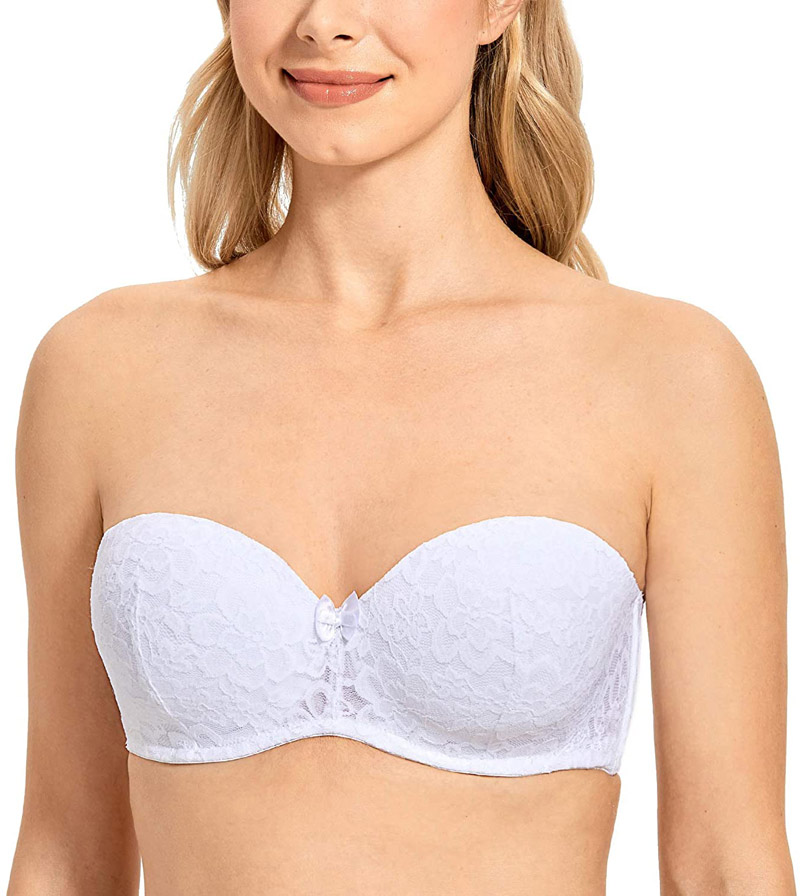 DELIMIRA Women's Underwire Lace Strapless Bra for Small Chested for Wedding
