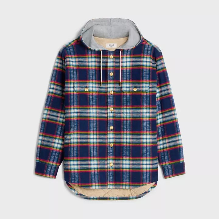 QUILTED OVERSHIRT IN CHECKED COTTON NAVY