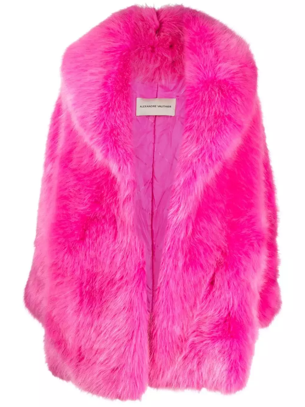 Alexandre Vauthier Neon Pink Eco Fur Coat