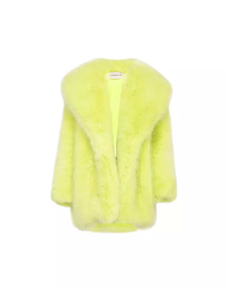 Alexandre Vauthier Neon Yellow Eco Fur Coat