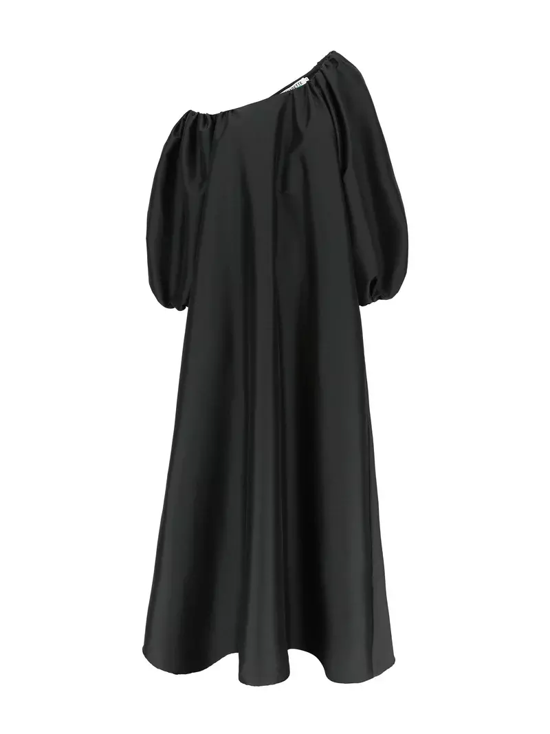 Bernadette Black Nathalie One Shoulder Taffeta Gown
