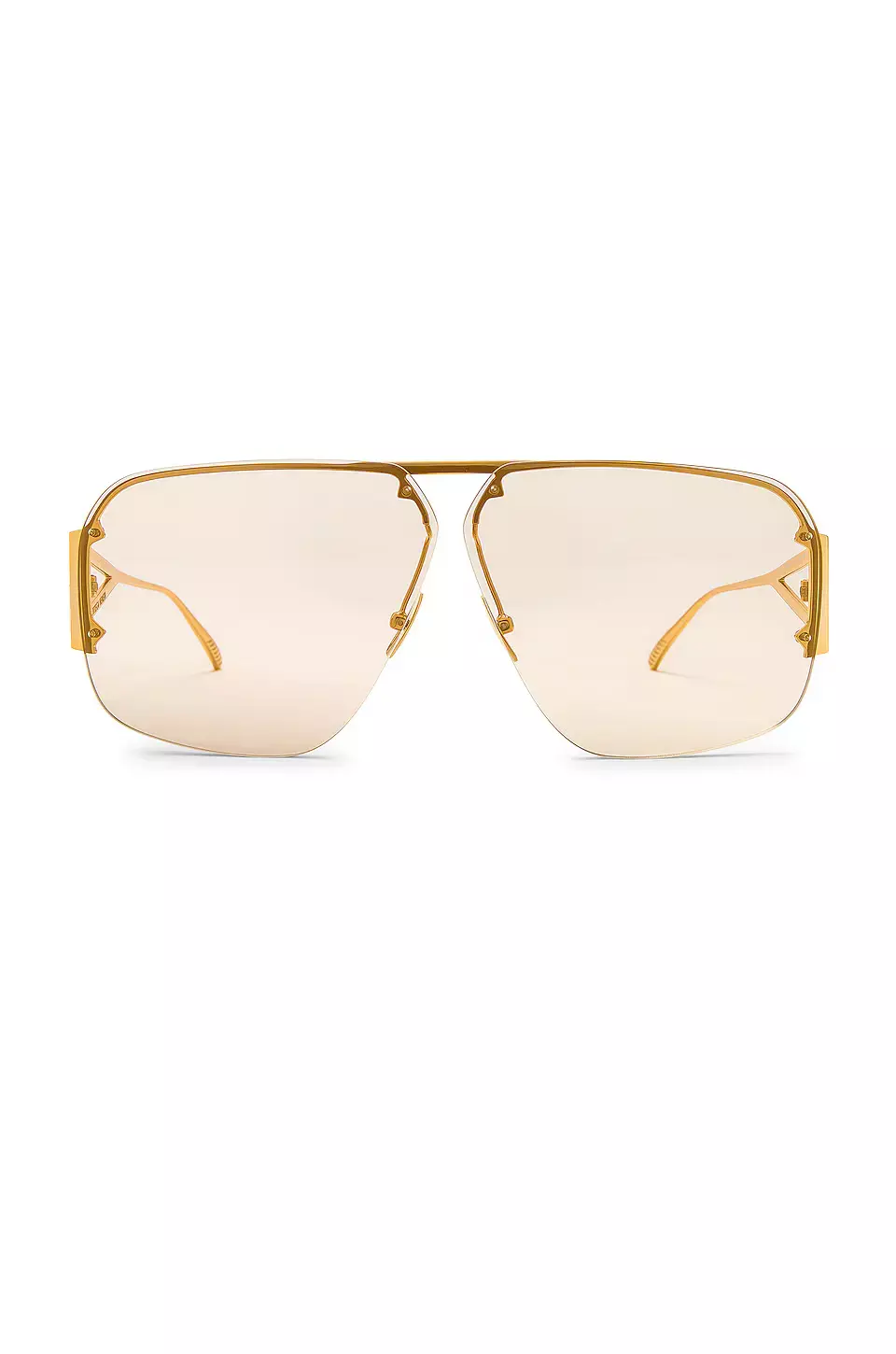 Bottega Veneta Gold Tone Gradient Effect Aviator Shades