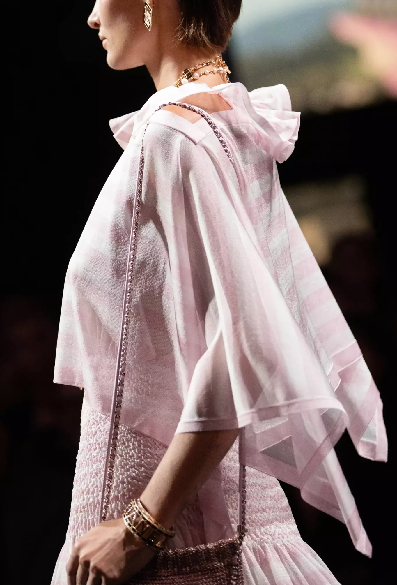 Chanel Mixed Fibers Cape in Light Pink White