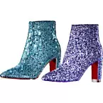Christian Louboutin custom boots matching in blue and purple
