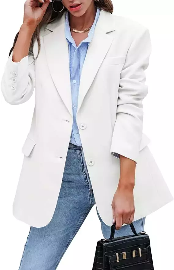 Cicy Bell Womens Casual Blazers Long Sleeve Notch Lapel Button Cuffs Work Office Blazer Jackets with Pockets
