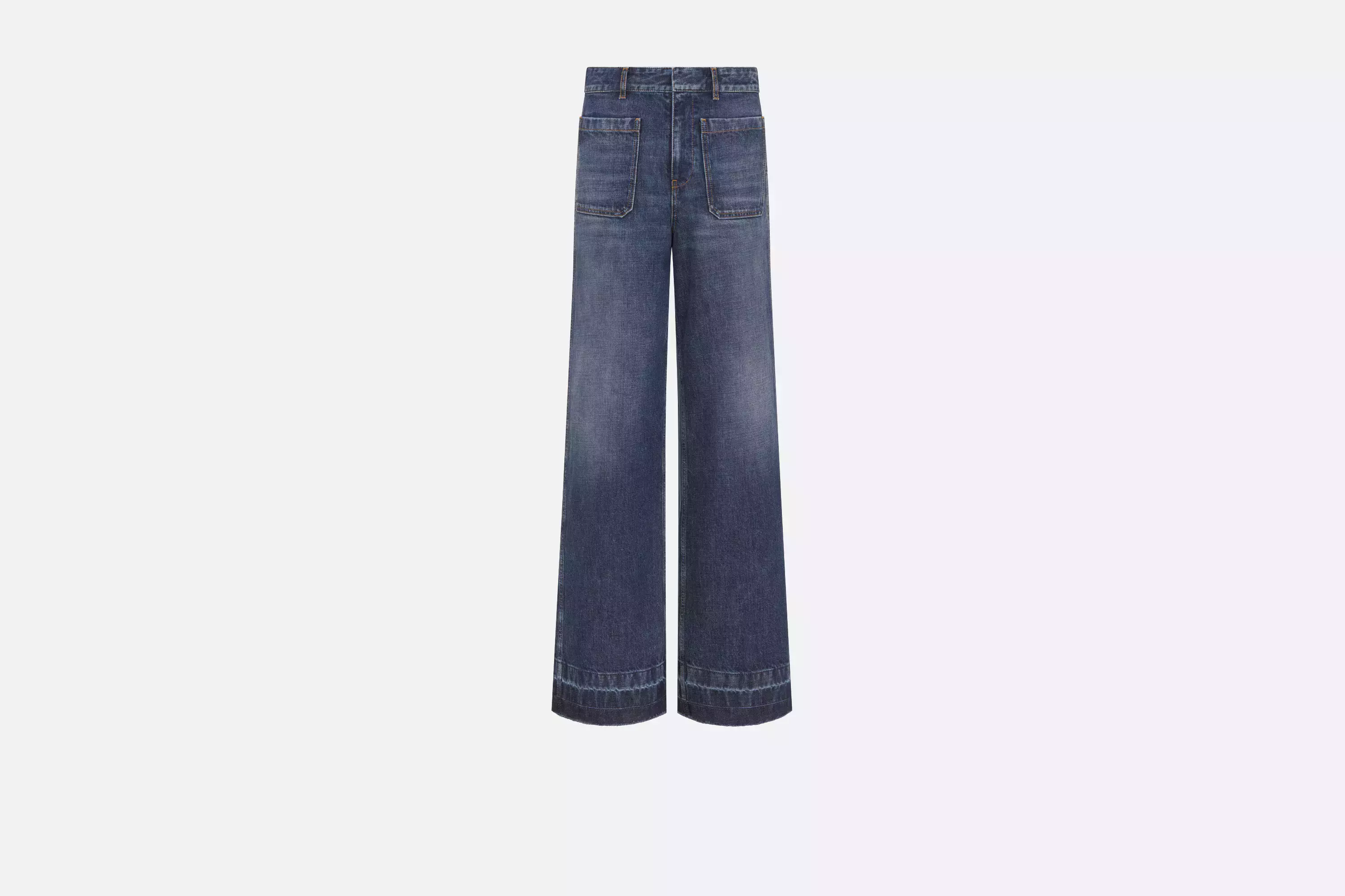Dior Blue Stonewashed Cotton Denim Flared Jeans