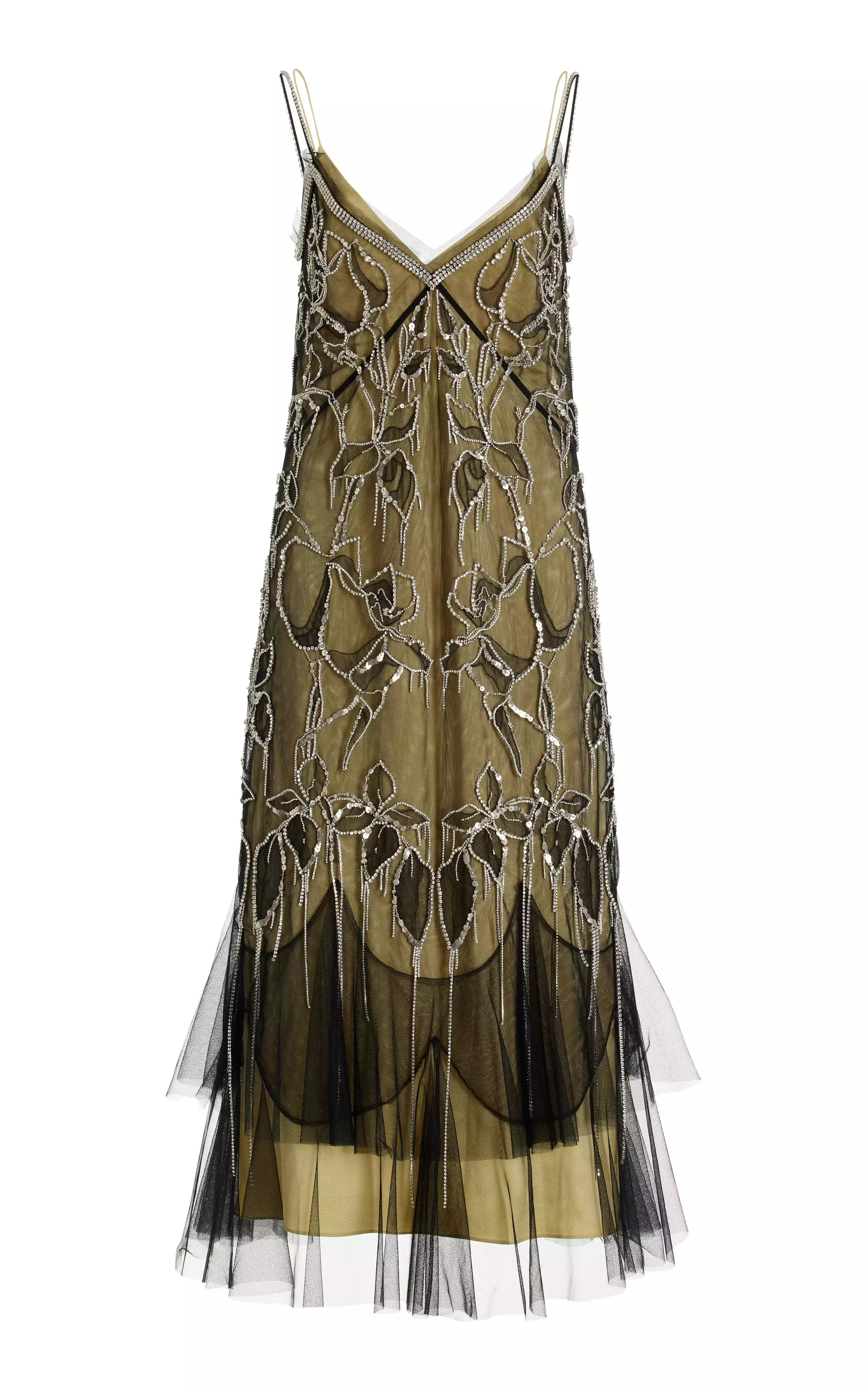 Erdem Embellished Tulle Midi Dress