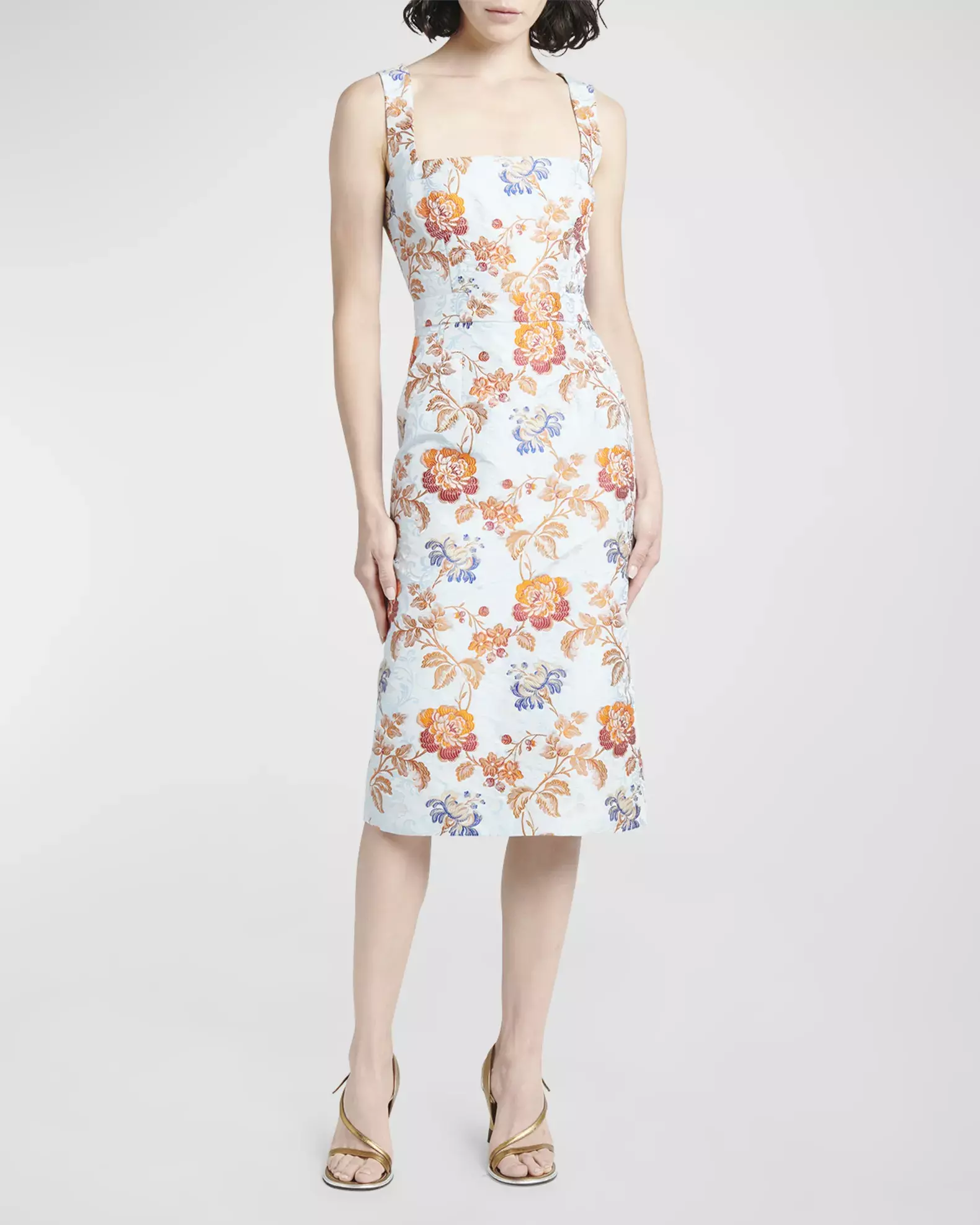 Etro Floral Brocade Sleeveless Midi Sheath Dress