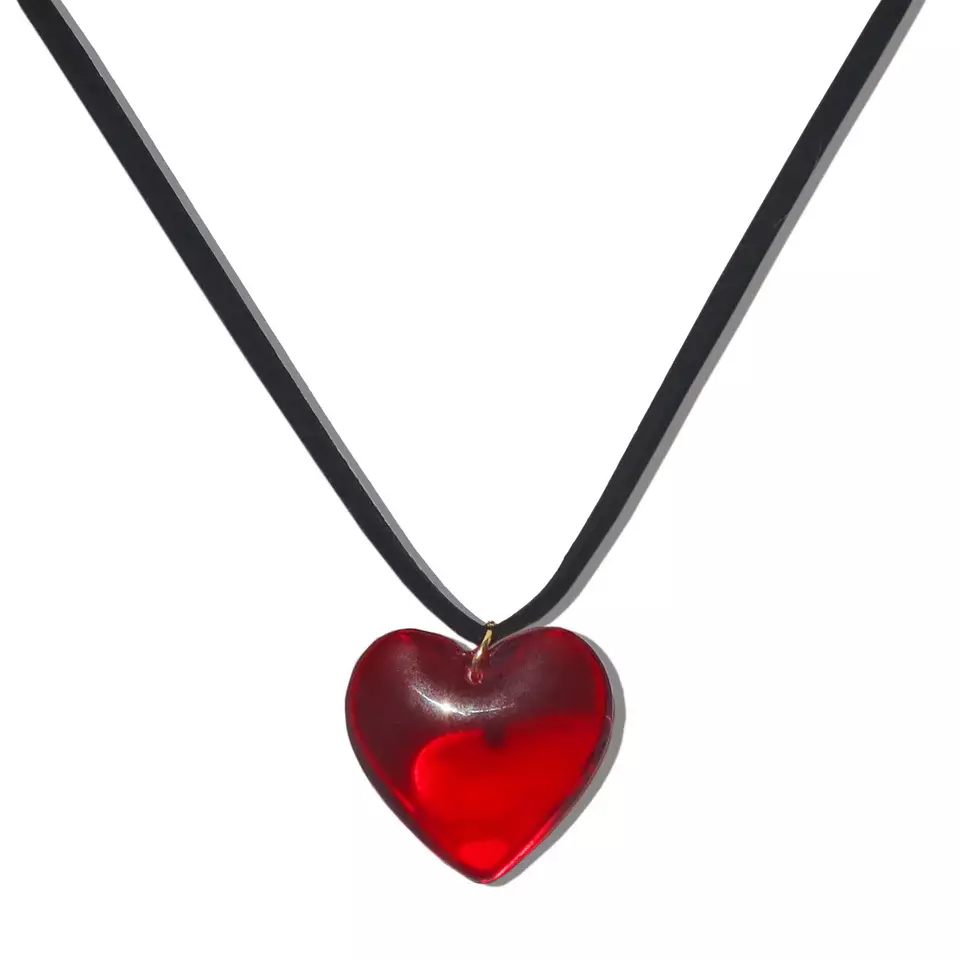 Gemini Jewels Mimi Glass Heart Necklace in Red