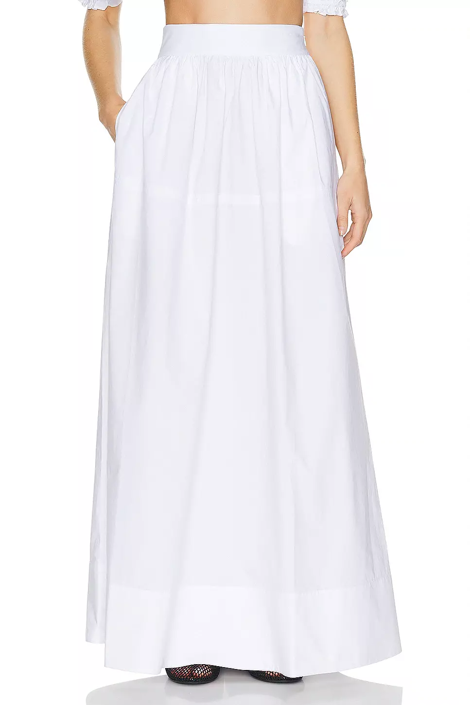 Helsa Poplin Maxi Skirt In White