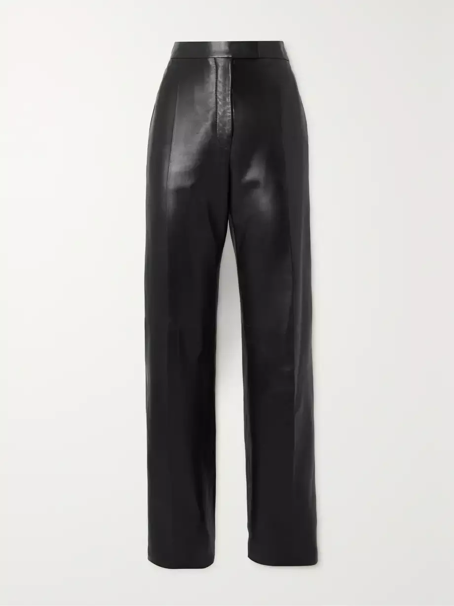 Leather straight leg pants