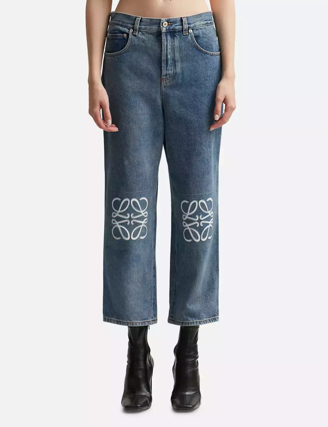 Loewe Anagram Cropped Jeans in Denim