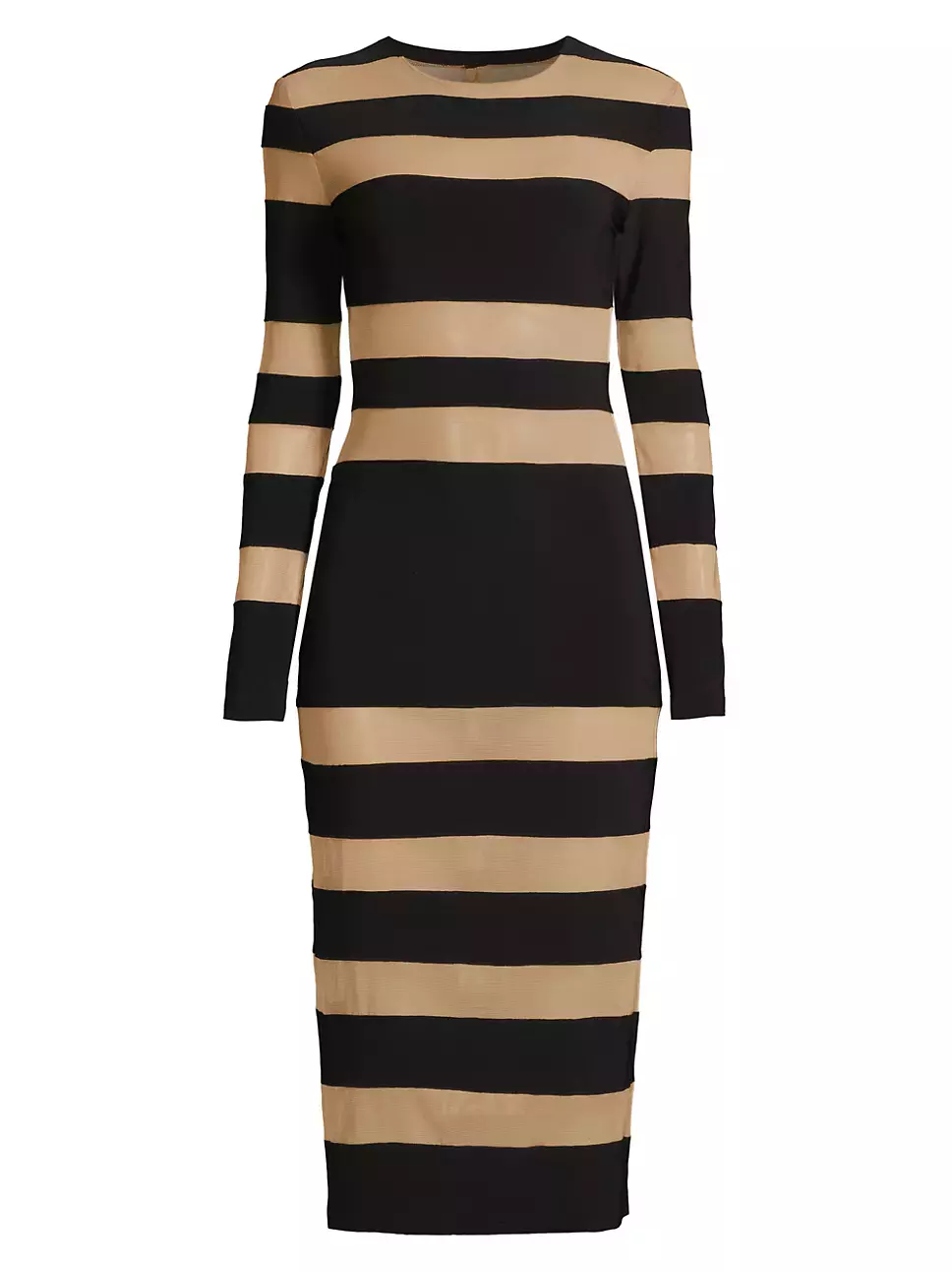 Norma Kamali Semi Sheer Striped Midi Dress