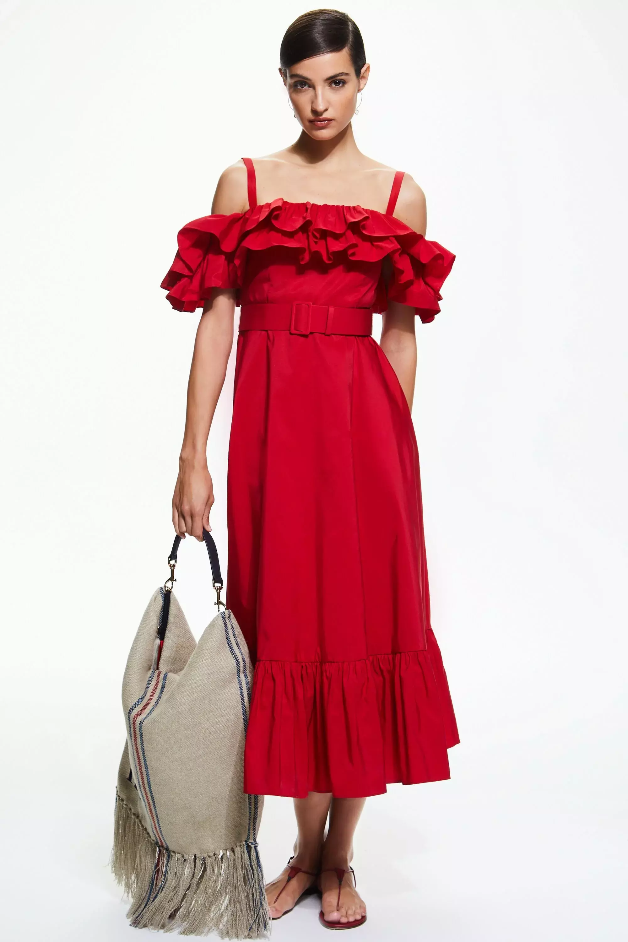 RUFFLED TAFFETA DRESS