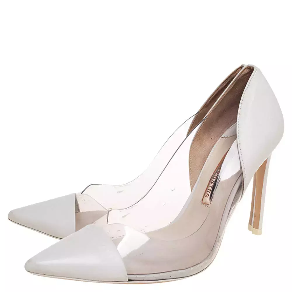 Sophia Webster White Leather and PVC Pointed Toe Pumps