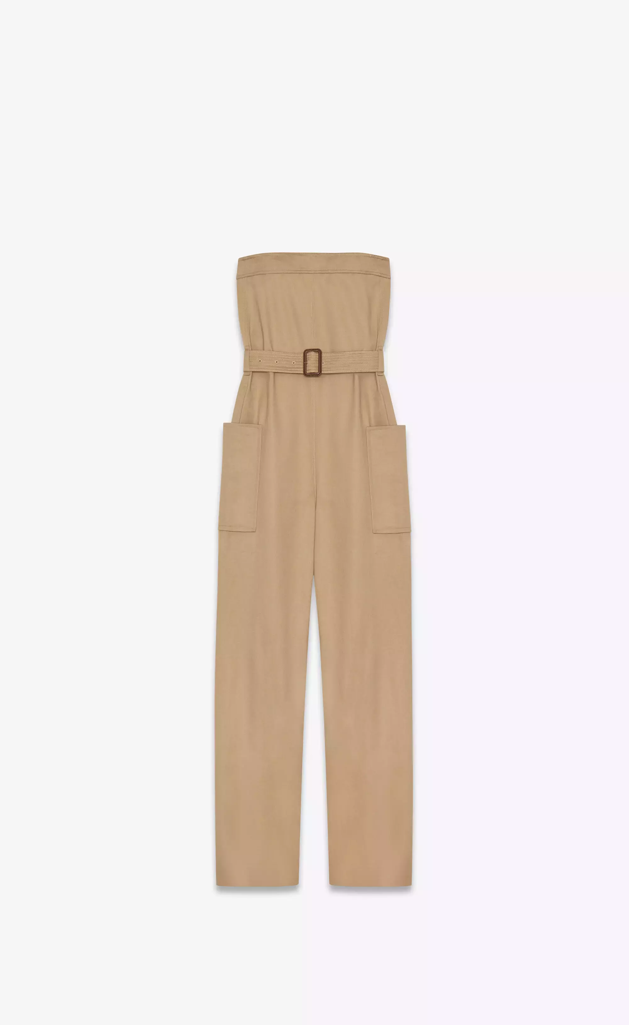 Strapless Jumpsuit In Cotton Gabardine