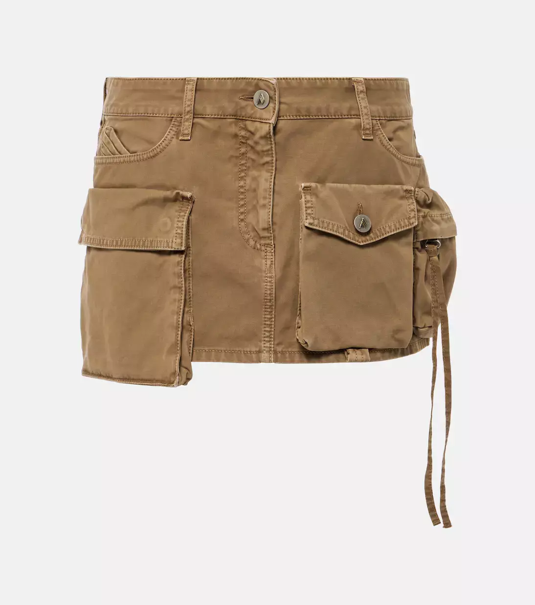 The Attico Fay Denim Cargo Miniskirt In Brown