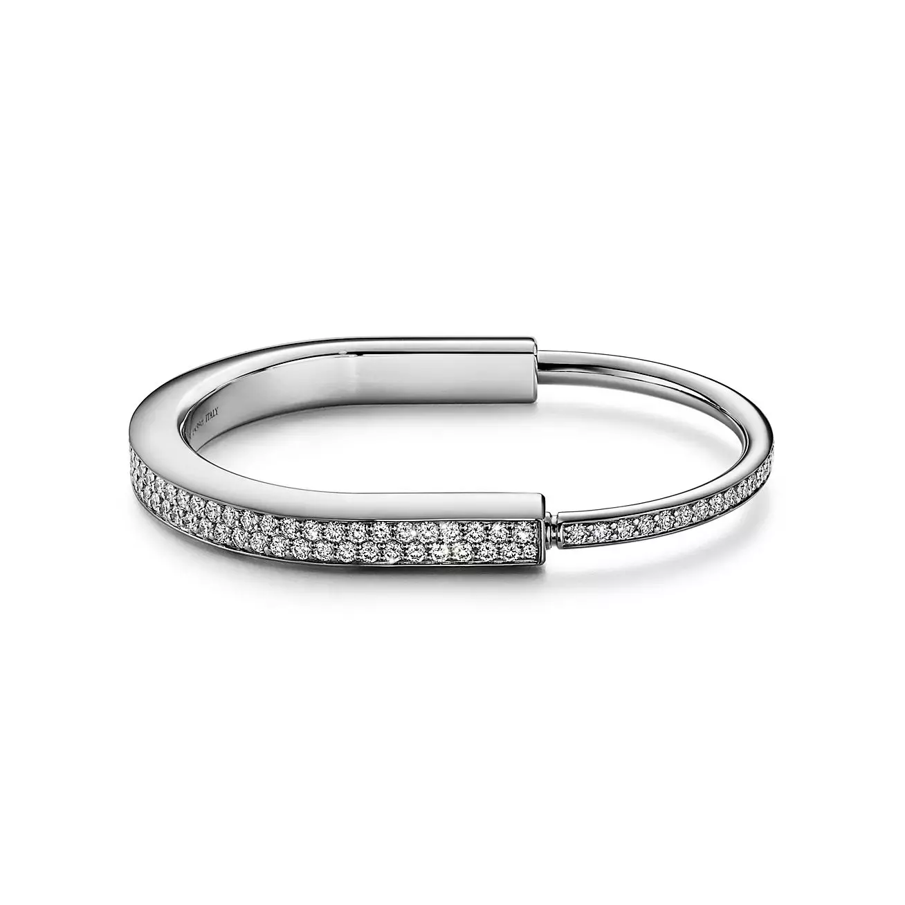 Tiffany Co. Lock Bangle in White Gold with Full Pave Diamonds