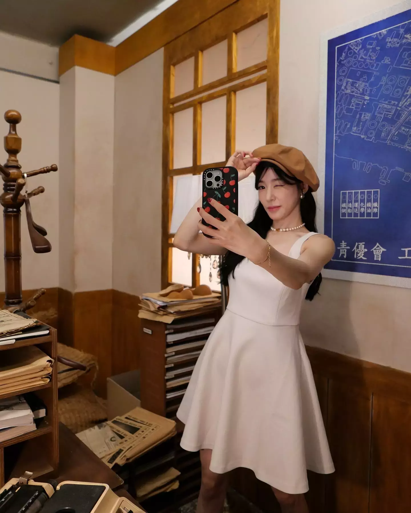 Tiffany Young White Dress With Hat