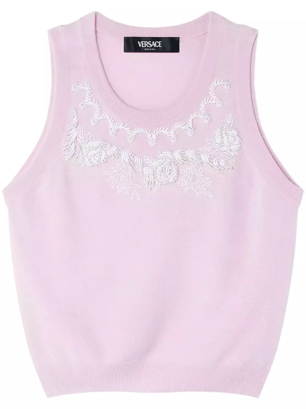Versace Pink Embroidered Knit Top