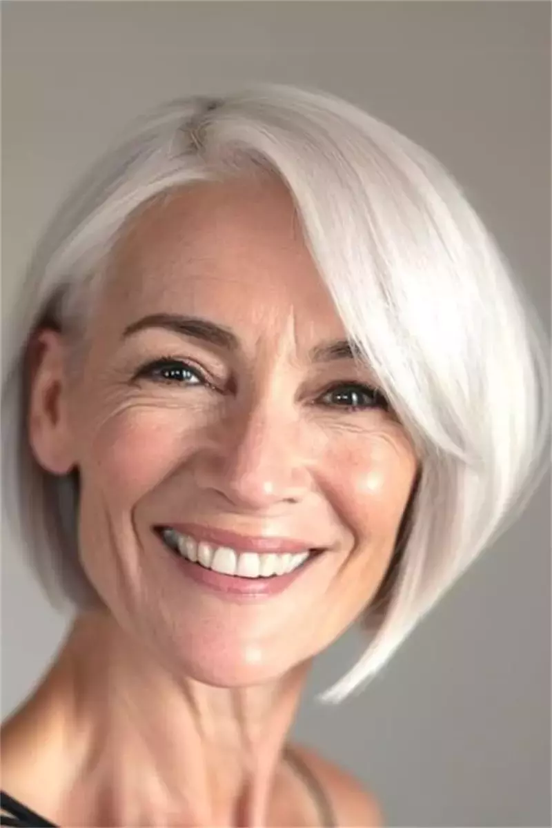 woman over 60 short rounded bob 3