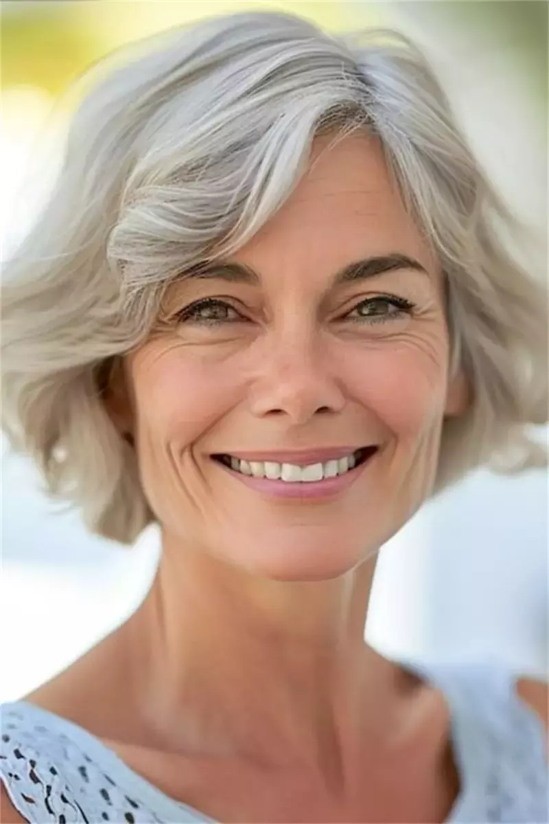 woman over 60 short soft curled bob 11