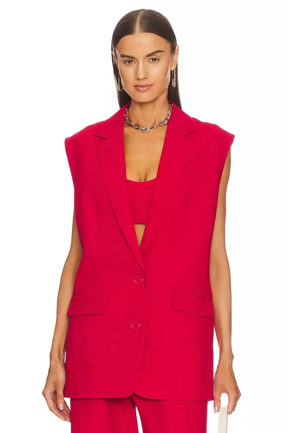 Shona Joy Irena Sleeveless Tailored Blazer In Roma Red