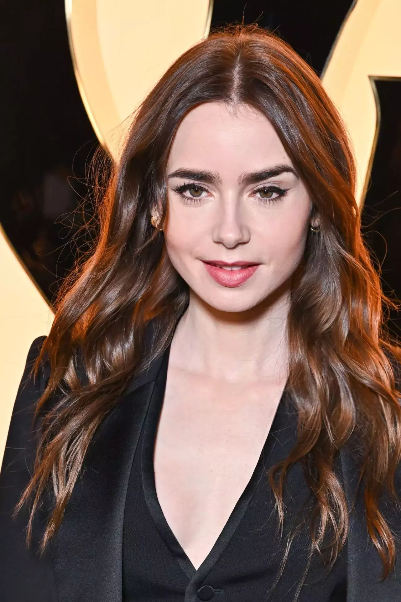 Lily Collins At Ysl Show At Paris Fashion Week