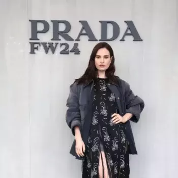 Lily James At Prada Fashion Show In Milan