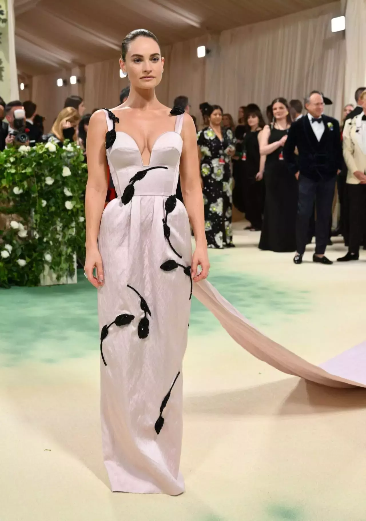 Lily James Stuns In Pink Gown At Met Gala