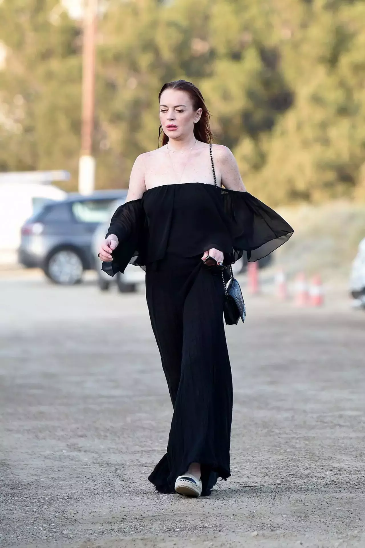 Lindsay Lohan In A Black Outfit Mykonos June