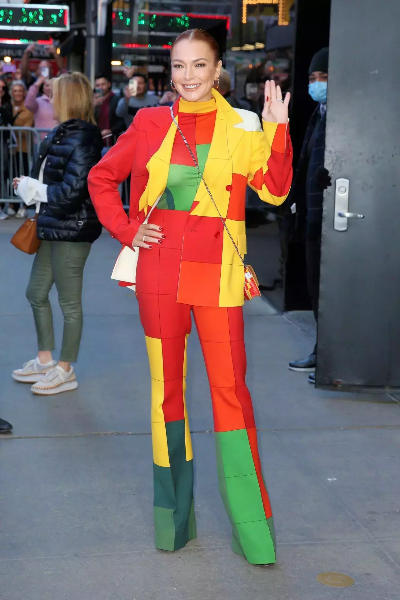 Lindsay Lohan In A Colorful Outfit Outside Gma In New York City