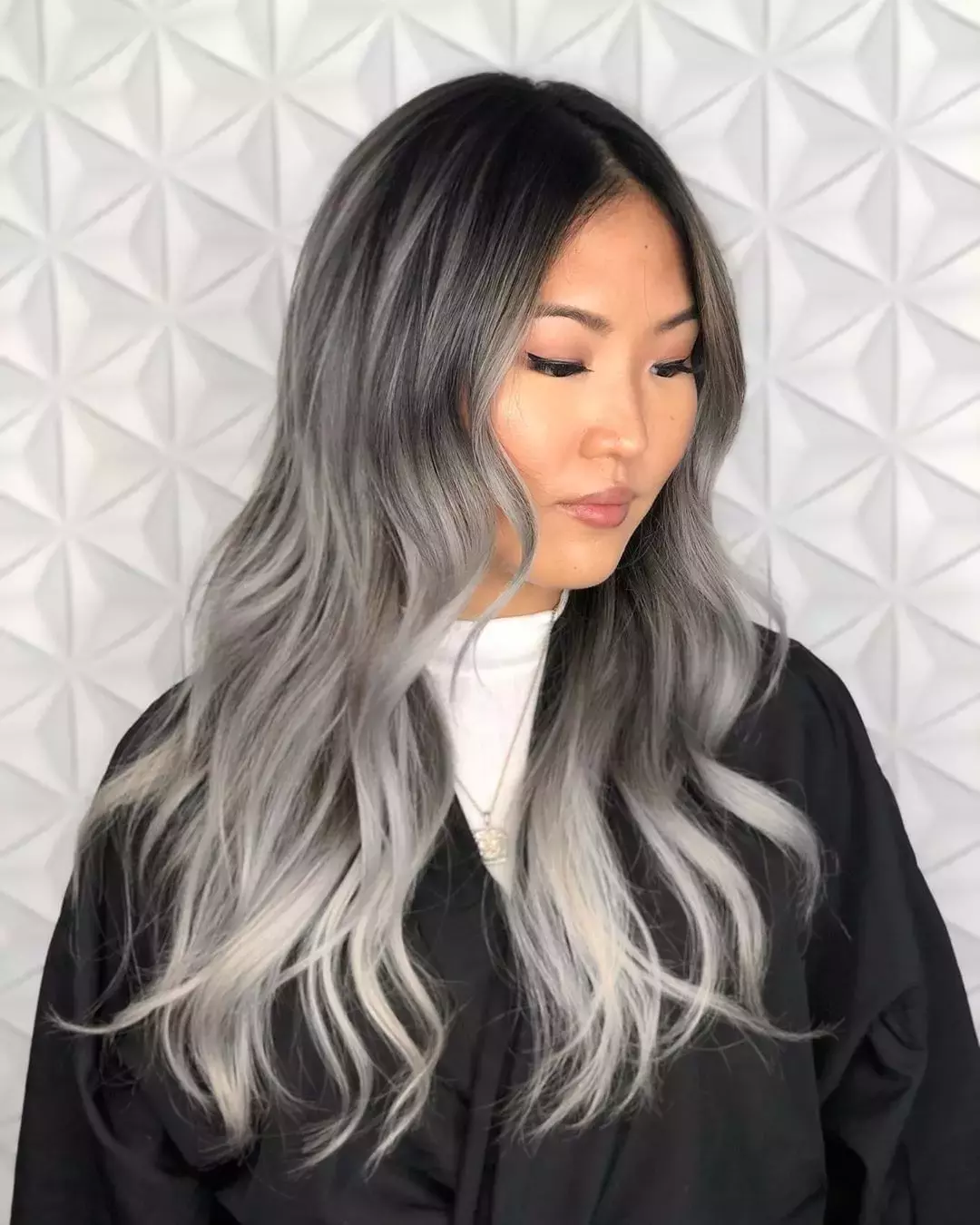 Bright Ash Gray Balayage