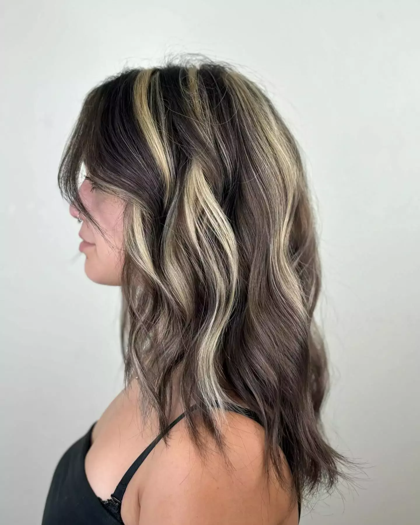 Layered Skunk Stripe Hair For Long Hair