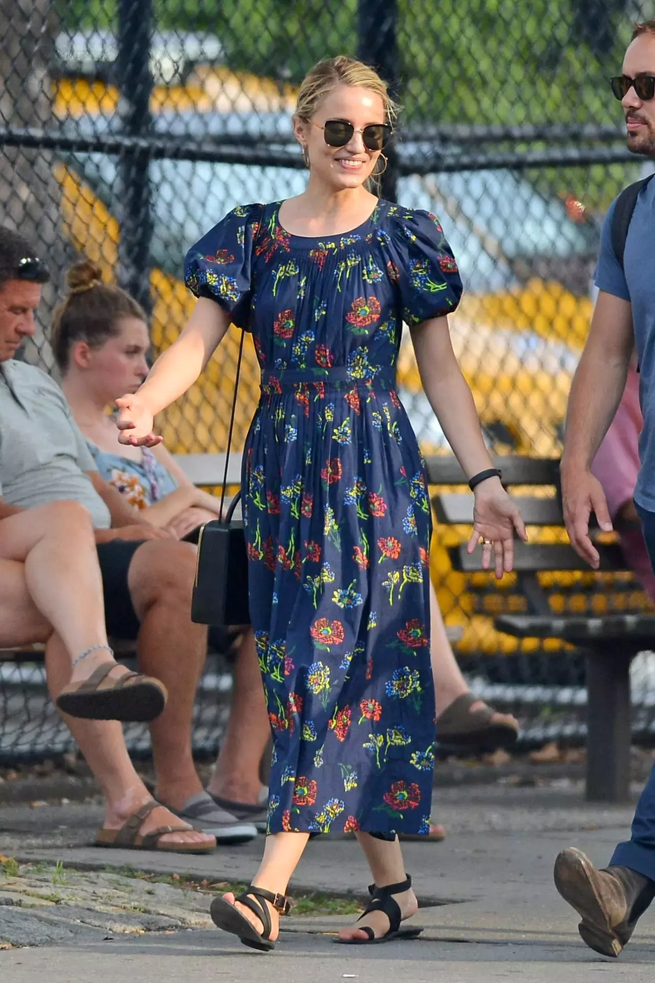 Dianna Agron In Long Summer Dress In Nyc