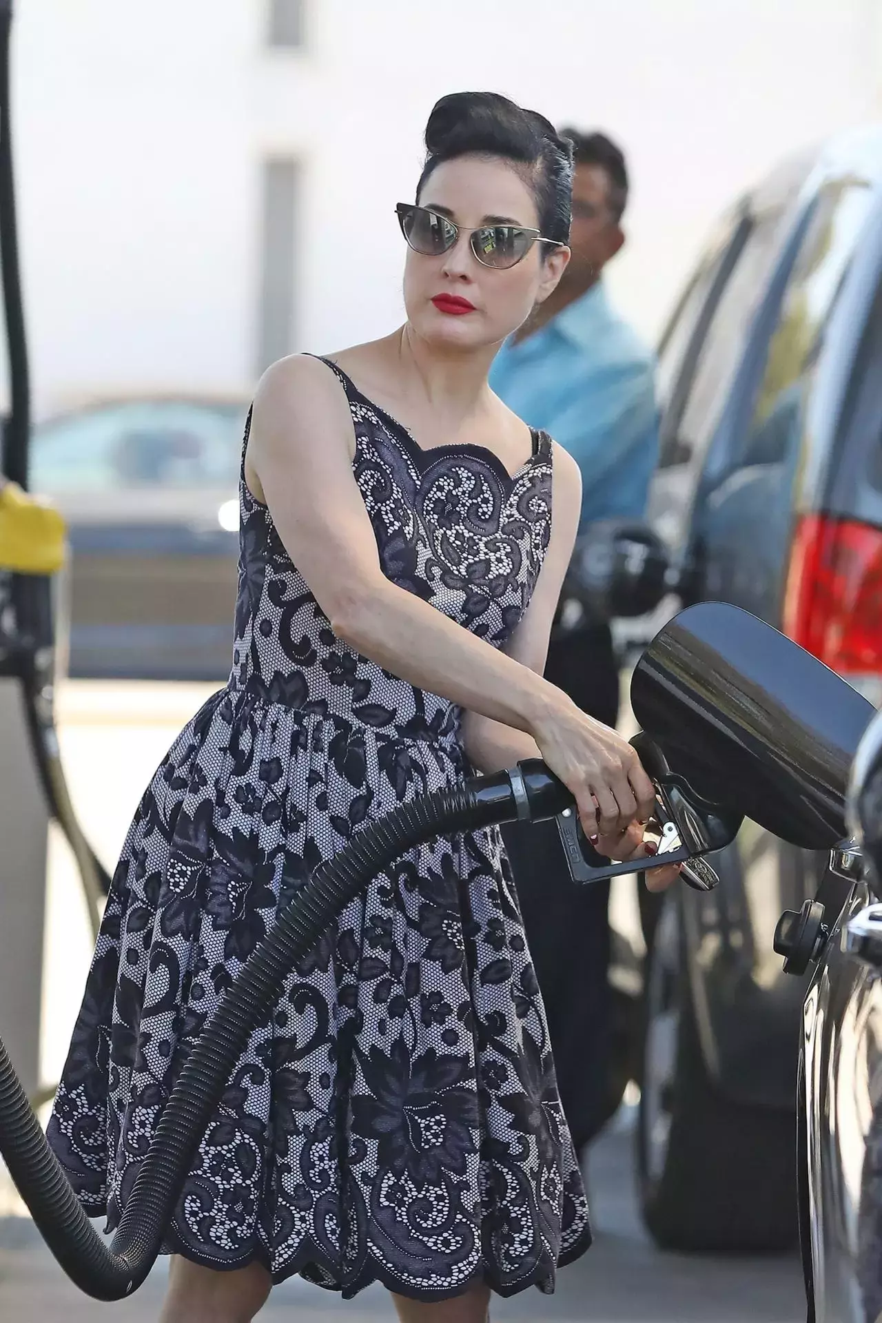 Dita Von Teese Pumping Gas In La