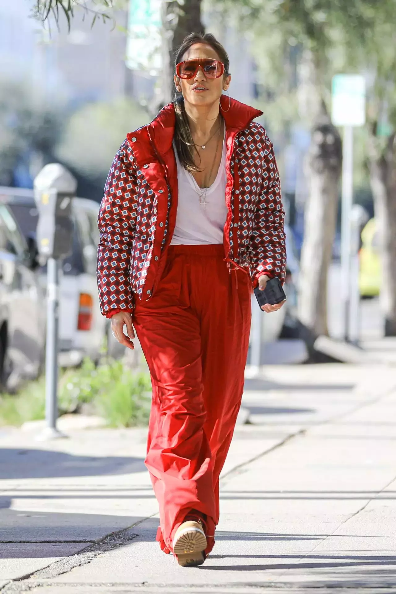 Jennifer Lopez Dresses In Red For Christmas Los Angeles