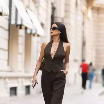 Shay Mitchell Wearing A Brown Outfit In Paris