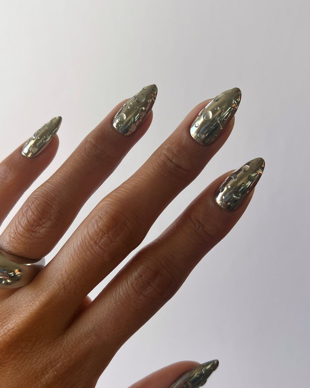 Chrome Water Droplet Nails