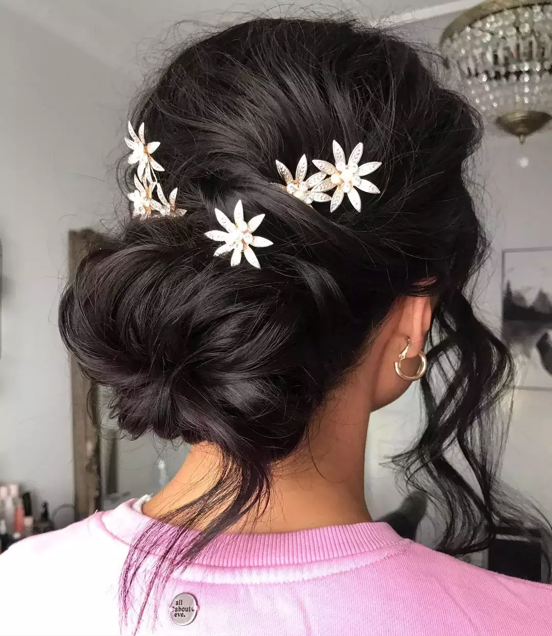 Embellished Messy Bun Updo